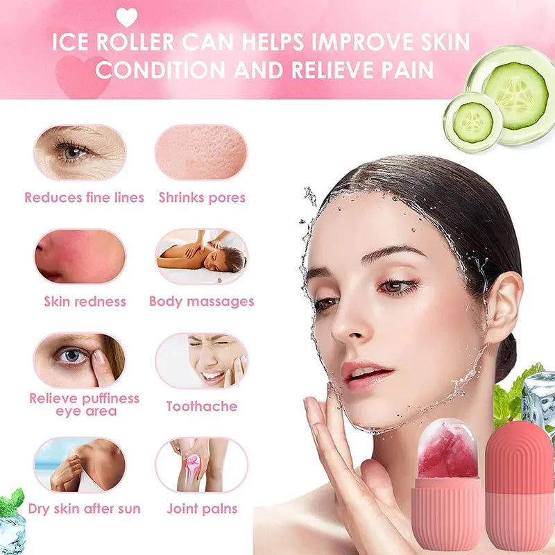 Summer Ice Face Roller, Multi-Purpose Comfort Facial Ice Roller, Face Massager Gua Sha Mold, Ice Compress Ice Tool for Face Eyes Puffiness & Joints Massage, Cruel Summer