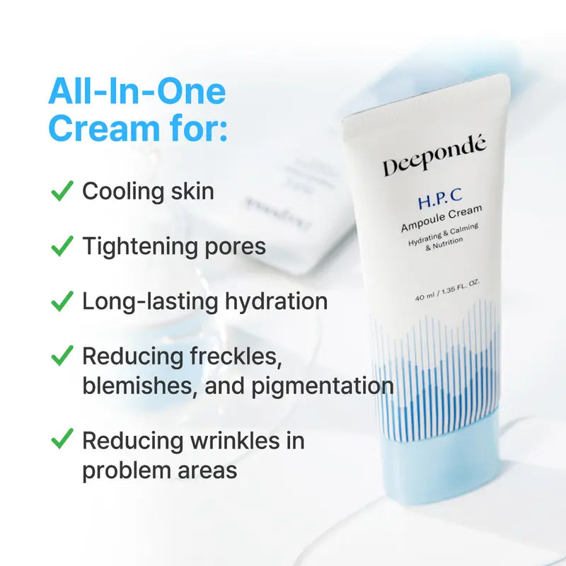 Deeponde HPC Ampoule Cream (40Ml) Hyaluronic Acid Peptides Collagen Korean Cooling Skin Repair Hydrating