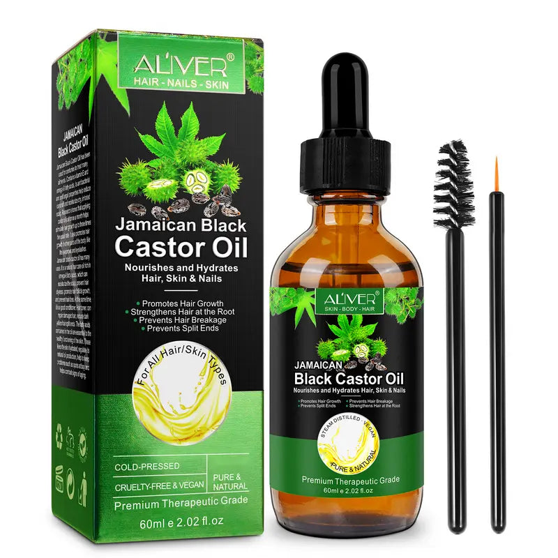 【200K+ Sold】Aliver Jamaican Black Castor Oil (60Ml), Skincare Massage Oil with Castor Oil Pack