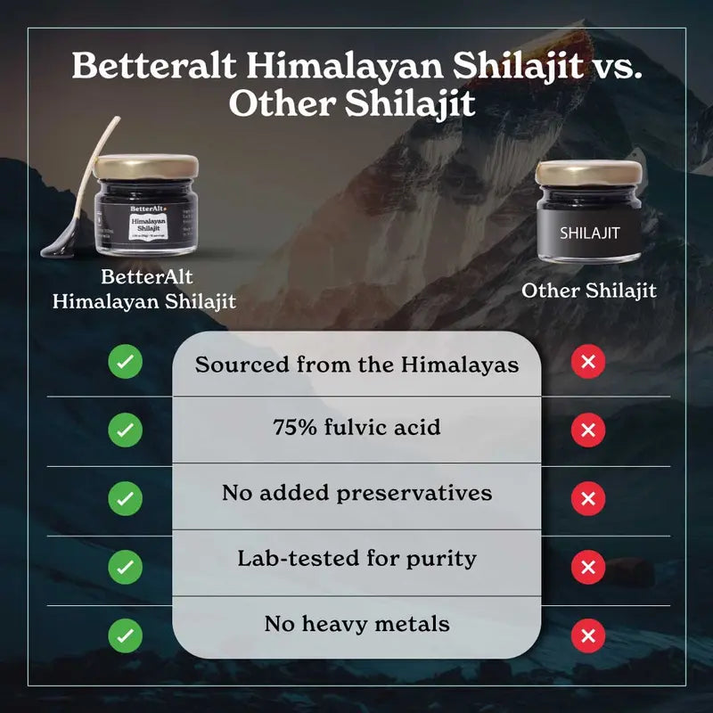 Betteralt Himalayan Shilajit Resin | Lab-Tested for Purity | Ayurvedic Energy Supplement | 30G, 75 Servings