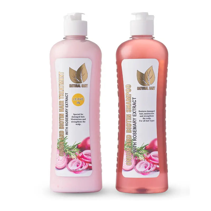 Onion, Biotin and Rosemary Shampoo & Treatment Set for Stronger, Thicker and Longer Hair - Soft and Shine, Hair Growth and Thinning Hair, Growth Shampoo for All Hair Types - Hair Hydrating