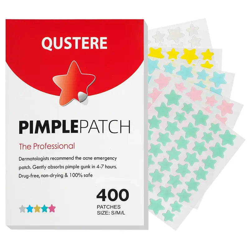 QUSTERE Pimple Patches for Face Hydrocolloid Acne Patches Versitile Cute Star Zit Covers Spot Stickers Mild and Non-Irritating Patches 5 Color 3 Sizes (10Mm, 12Mm & 14Mm) |200/400 Pcs Skincare Skin Repair Salicylic Tea Tree