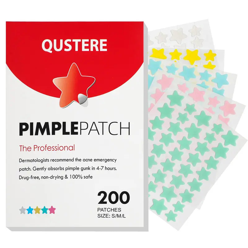 QUSTERE Pimple Patches for Face Hydrocolloid Acne Patches Versitile Cute Star Zit Covers Spot Stickers Mild and Non-Irritating Patches 5 Color 3 Sizes (10Mm, 12Mm & 14Mm) |200/400 Pcs Skincare Skin Repair Salicylic Tea Tree