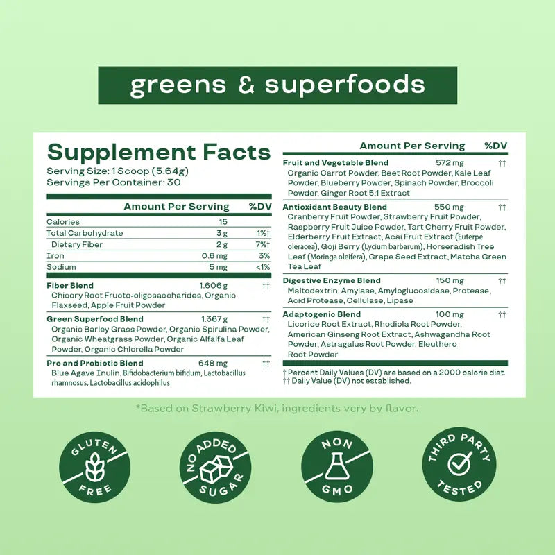 30Ct Bloom Nutrition Greens and Superfoods Powder - Probiotics for Digestive Health & Bloating Relief for Women, Digestive Enzymes for Gut Health, Best Tasting Greens